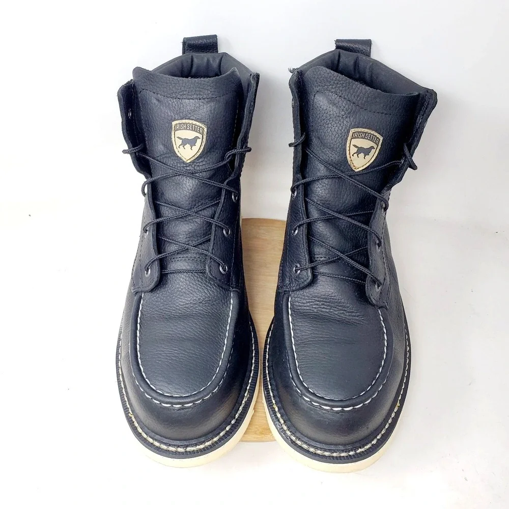 Irish Setter by Red Wing Ashby Boots Mens 14 D Black Wedge Safety Toe Moc Shoes - Picture 4 of 12